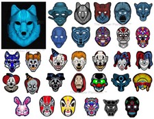 Sound Reactive LED Mask Activated Light Up Rave Festival EDM Party UK SELLER