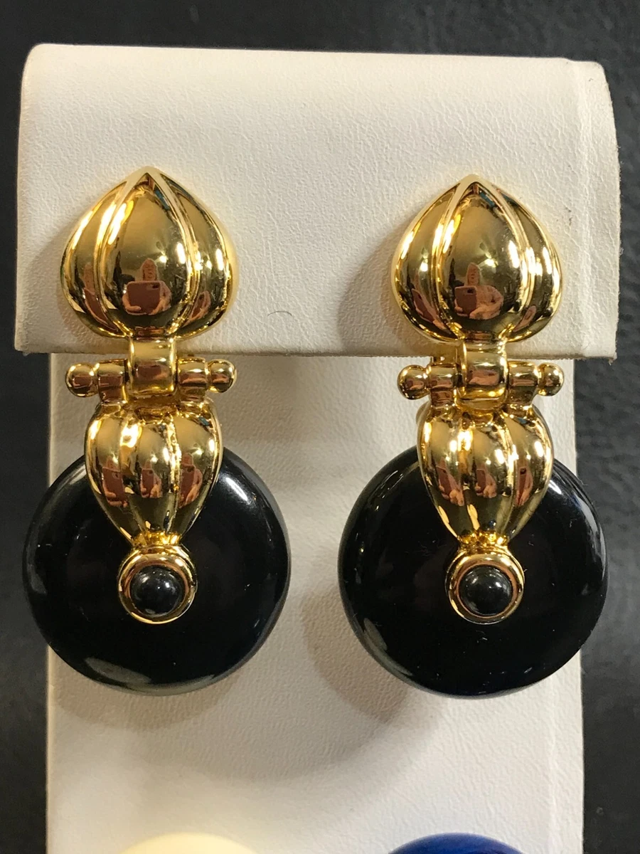 90s Gold Tone JOAN RIVERS Door Knocker Clip Earrings