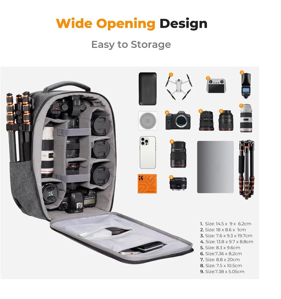 K&F Concept 22L Hardshell Camera Backpack DSLR Photography Camera Case SLR Bag - Image 4 of 4