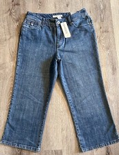 NWT CHICO'S Platinum Cropped Capri Jeans Blue Stretch Denim Women's Size 1