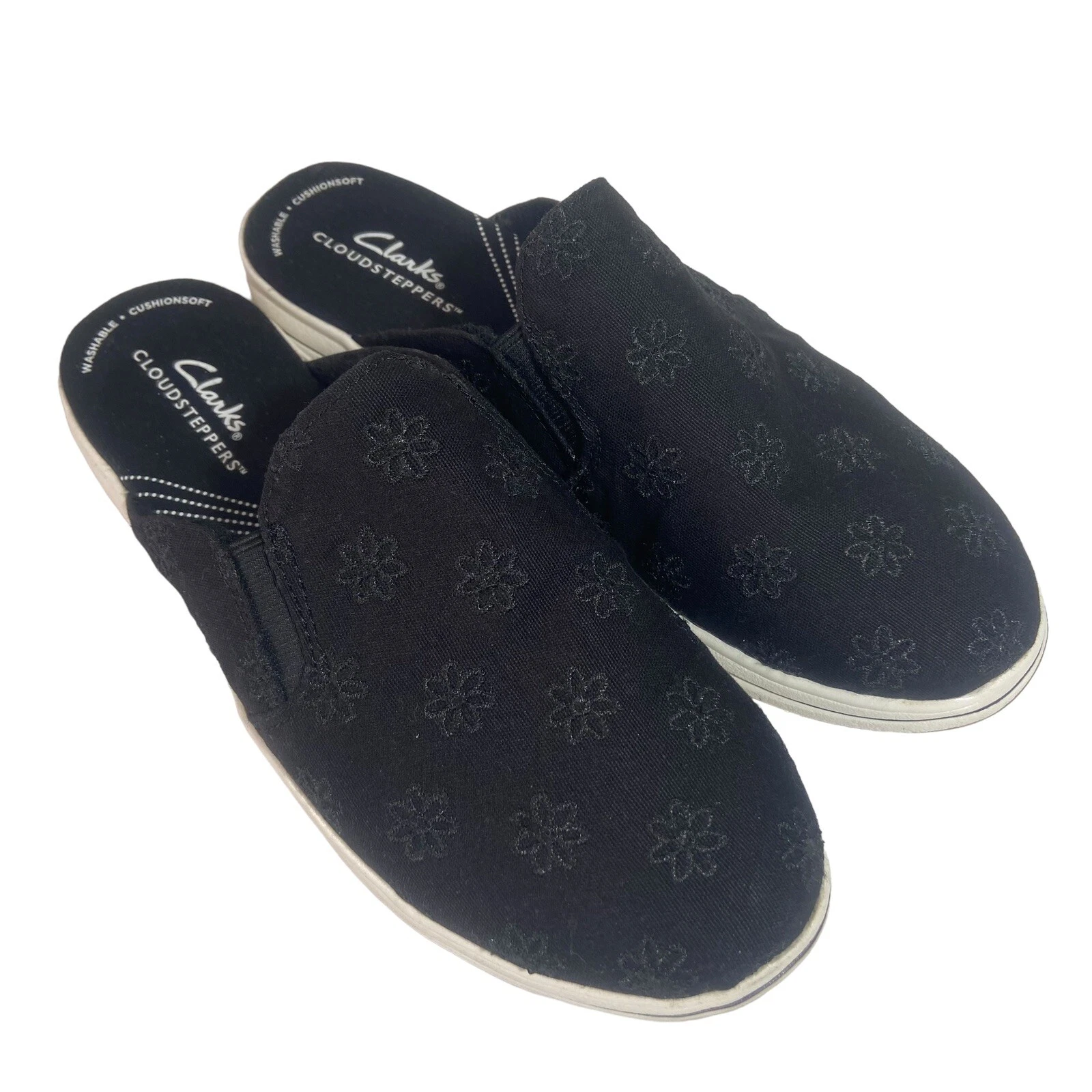 Clarks Sandali Mules Donna Taglia 7 5 Slip On Scarpe Piatte Nero Ricamato Comodo