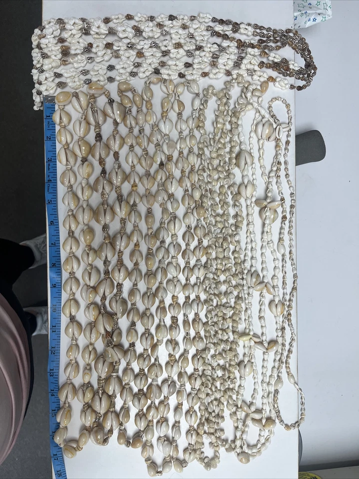 Гавайский длинный раковина ожерелье лот из 14 островов натуральный Lei пляж тропический богемное