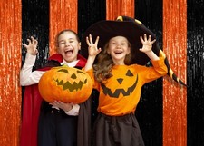 2 Pack Halloween Black Orange Tinsel Foil Fringe Curtains 3X8 Ft Backdrop Pho