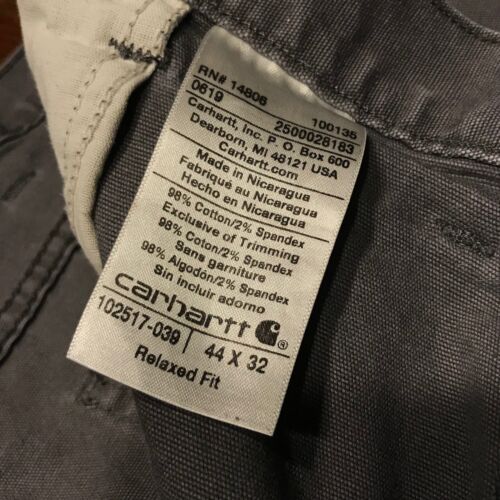 PANTALÓN DE TRABAJO DE LONA CARHARTT RESISTENTE FLEX AJUSTE RELAJADO 44 X 32 ~ 102517 - Imagen 12 de 12
