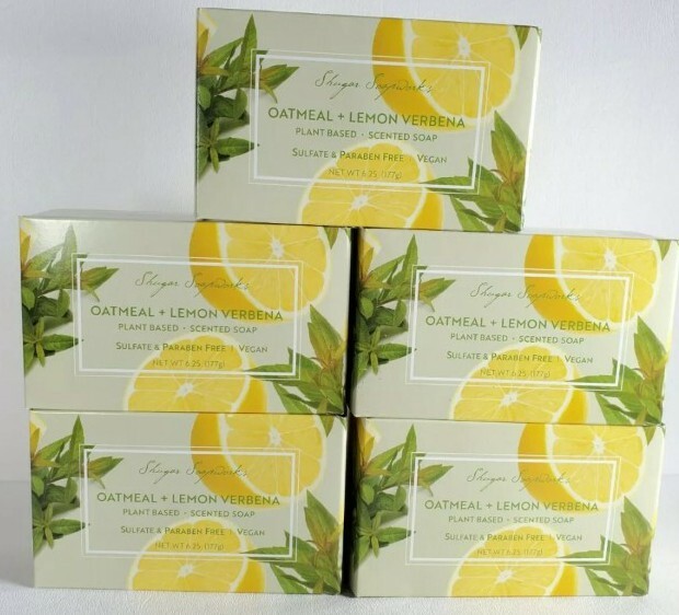 5 Pks Shugar Soapworks Oatmeal & Lemon Verbena Jumbo Bar Soap Vegan 5 OZ