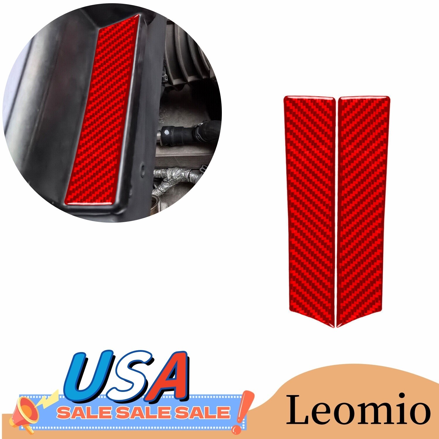 2X Vinyl Red Carbon Fiber Rear Engine Strip Trim For Chevrolet Corvette C8 20-24