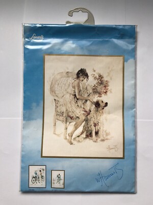 Lanarte Girl With Dog Golden Retrievercounted cross stitch kit 33826 NEW