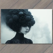 Art Print Mysterious Girl Bubbles On Head Dark Fashion Abstract Fantasy Mood