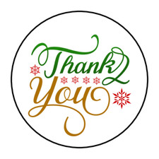 30 THANK YOU CHRISTMAS STICKERS ENVELOPE SEALS LABELS 1.5" ROUND PACKAGE