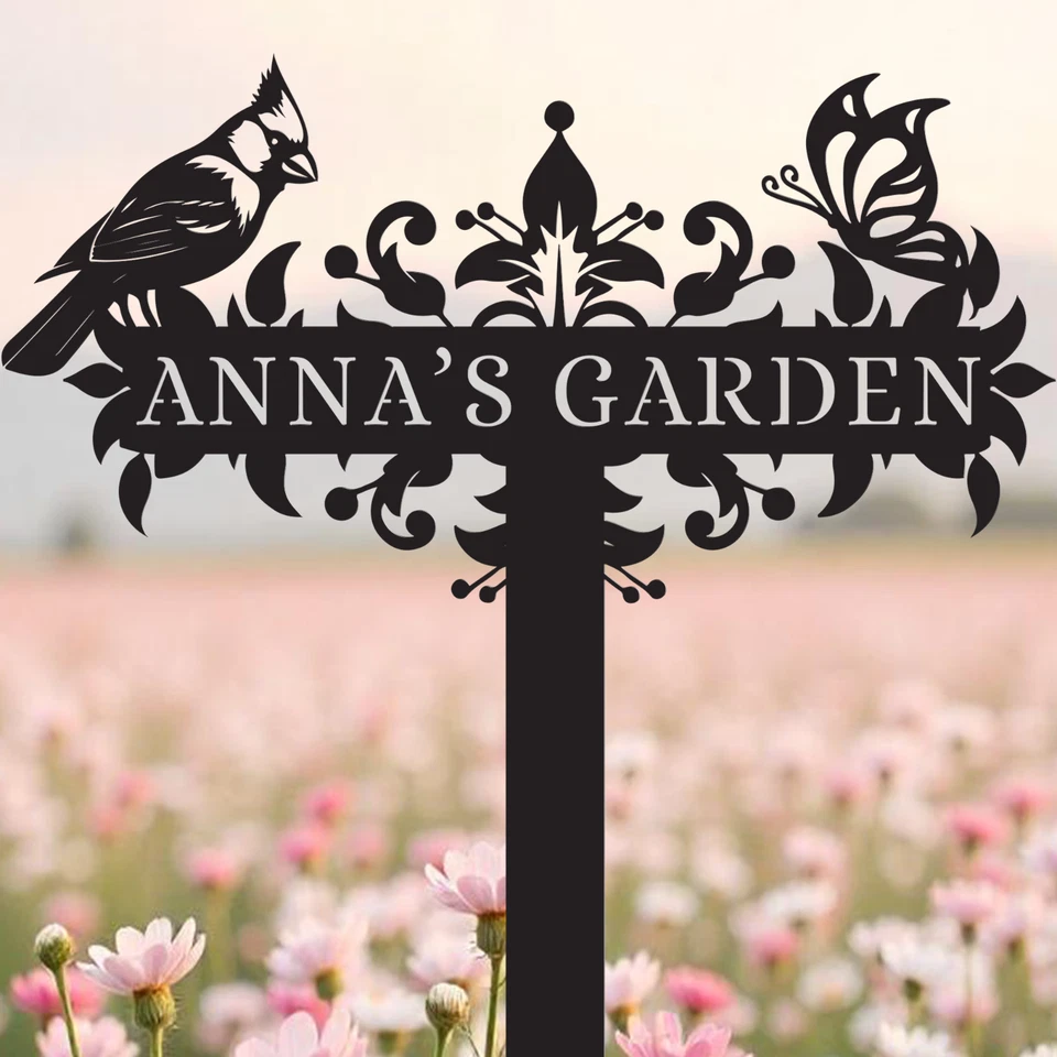 Custom Cardinal Bird Garden Stakes, Grammys Garden Sign, Outdoor Floral Metal - Image 4 of 4
