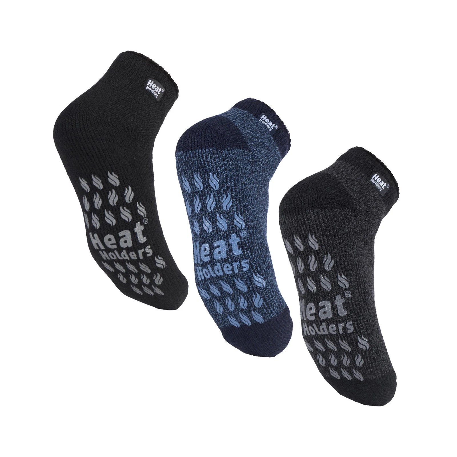 Heat Holders - 3 Pair Mens Thermal Slipper Socks Low Cut Ankle Fleece