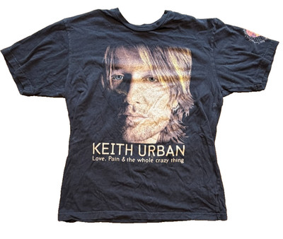Keith Urban T Shirt Large 2007 Love Pain Whole Crazy World World Tour Hank Evie