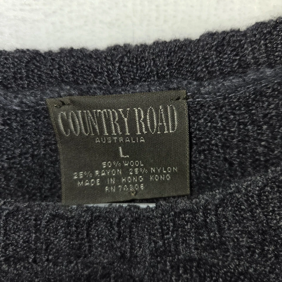 Suéter tejido de lana gris carbón Country Road Australia para mujer talla grande Foto 2 de 3