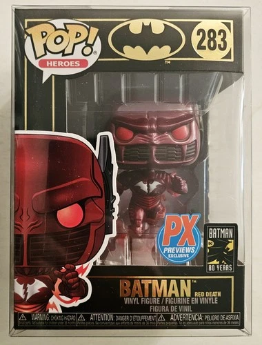 FUNKO POP HEROES 283 BATMAN RED DEATH FIGURE w/ PROTECTOR PX PREVIEWS EXCLUSIVE