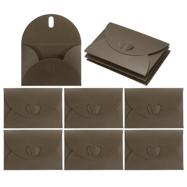 Mini-UmschläGe, 25Er-Pack GrußKarten-UmschläGe Mit Herzverschluss, Kaffee-image
