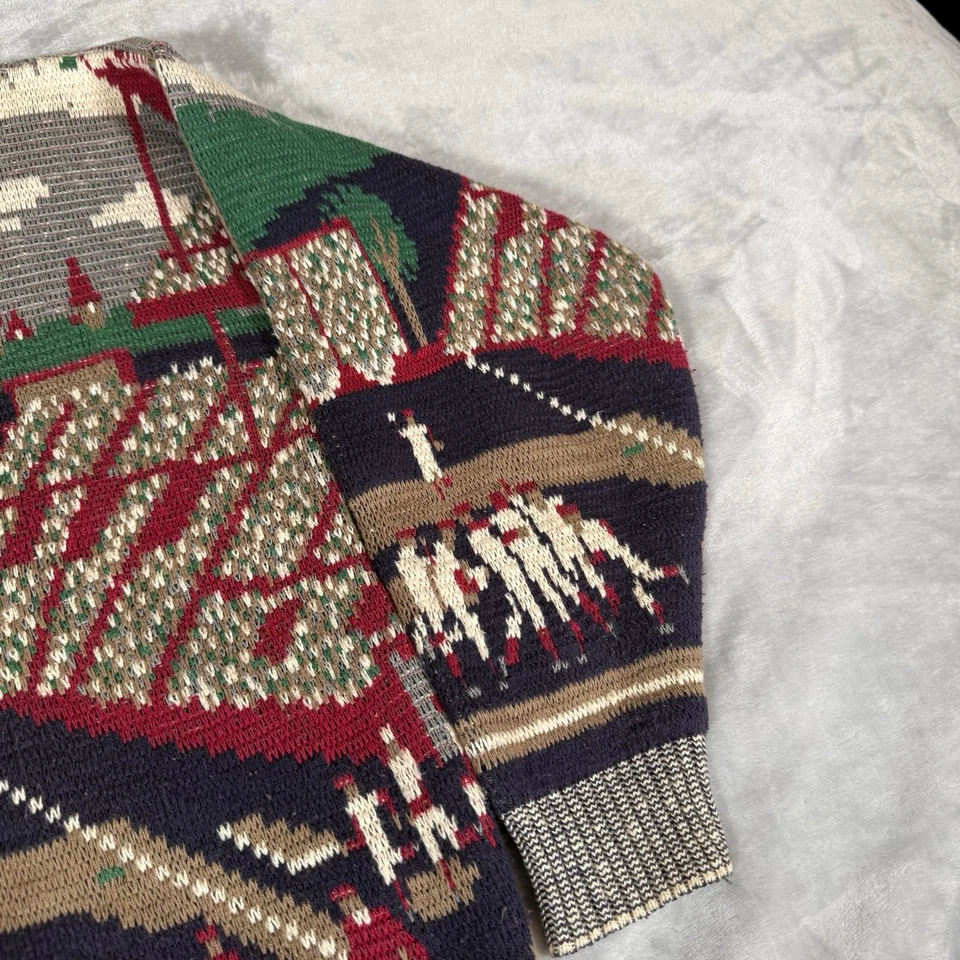 Vintage Crossings Baseball Graphic Knit Sweater Mens XL Slim Fit Made In USA 90s - Image 3 of 4