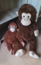 2 Affen XL + M, Braun, Stofftier, Neu, Orang-Utan, Klettverschluss