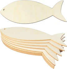 Unfinished Fish Shaped Wood Tag Wood Cutout Slices Wooden Tags for Beach Nautica