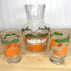 Vintage Anchor Hocking Orange Juice Set Carafe Pitcher Jug 2 Glasses MCM
