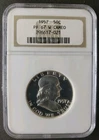 1957 Proof 50c Franklin Silver Half Dollar NGC PF67 W Cameo