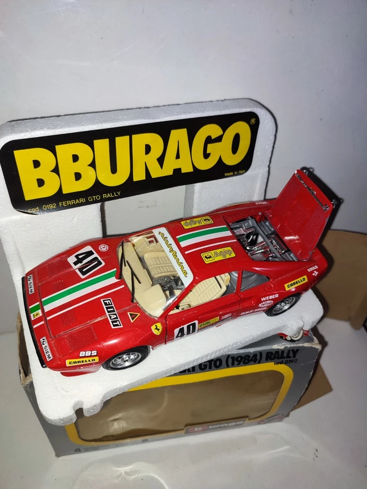 VOITURE BURAGO FERRARI GTO 1984 RALLY BOITE 1/24 VINTAGE BEL ETAT - Photo 3/4