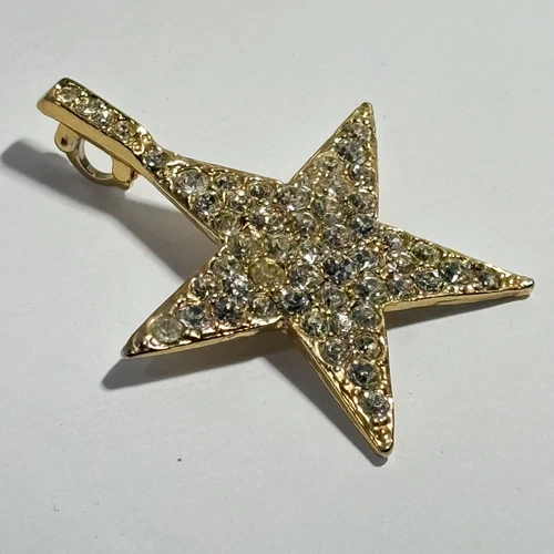 VETEMENTS Ciondolo stella cristallo tono oro scintillante trasparente 2"