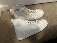 Pf Flyers Unisex High Top White Canvas Sneakers