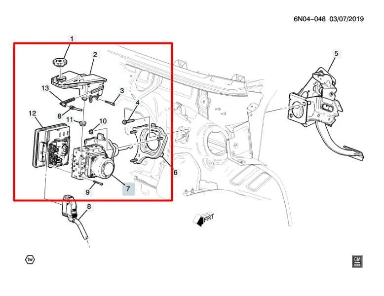 Chevrolet Blazer 2LT 2020-24 módulo de bomba de freno ABS de 2,0 L con refuerzo de freno maestro Foto 2 de 4
