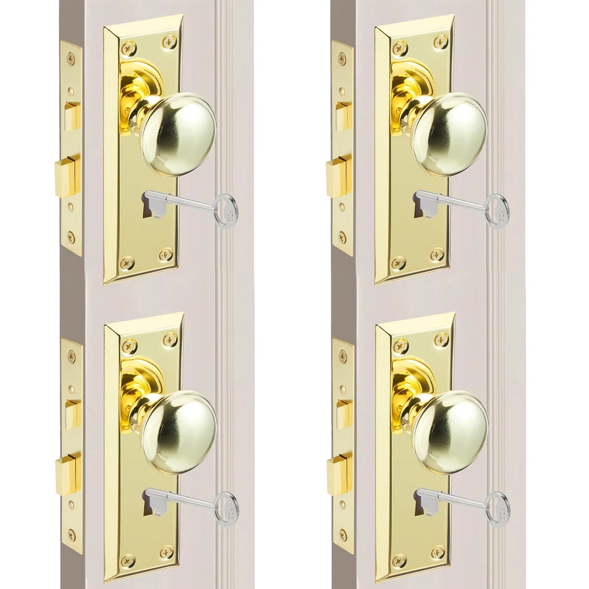 Mortise Keyed Lock Set with Classic Knobs, Antique Door Knob, Vintage Mortise K