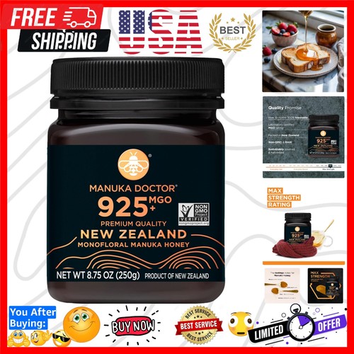 MGO 925+ Manuka Honey Monofloral, 100% Pure New Zealand Honey. Certified. Gua...