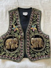 Vintage Carol Horn Workshop 3D Elephant Vest - Embroidered w/Sequins OS Unisex