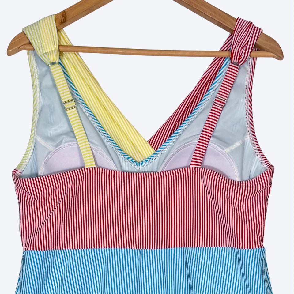 Lands' End NEW Retro Seersucker Striped Swim Dress Plus Size 16 Colorful Modest - Image 4 of 4