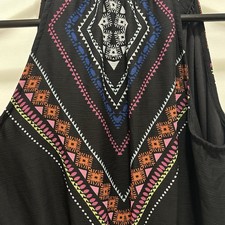 OLD NAVY Dress Women's Size S Black Print Boho Festival Geometric Summer Maxi