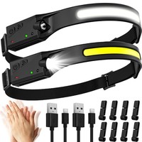 2 StüCk Stirnlampe LED Wiederaufladbar 2000 Lumen 5 Lichtmodi Schwarz,