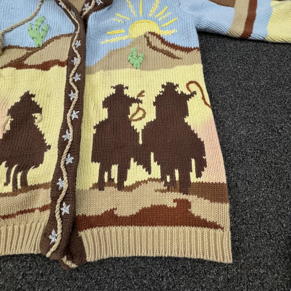 Vtg Storybook Knits Sweater Womens Medium Western Cowboy Cardigan Desert Scene - Image 4 of 4
