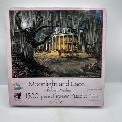 Sunsout 1500 pc Puzzle Moonlight and Lace Southern Antebellum Roberta Wesley