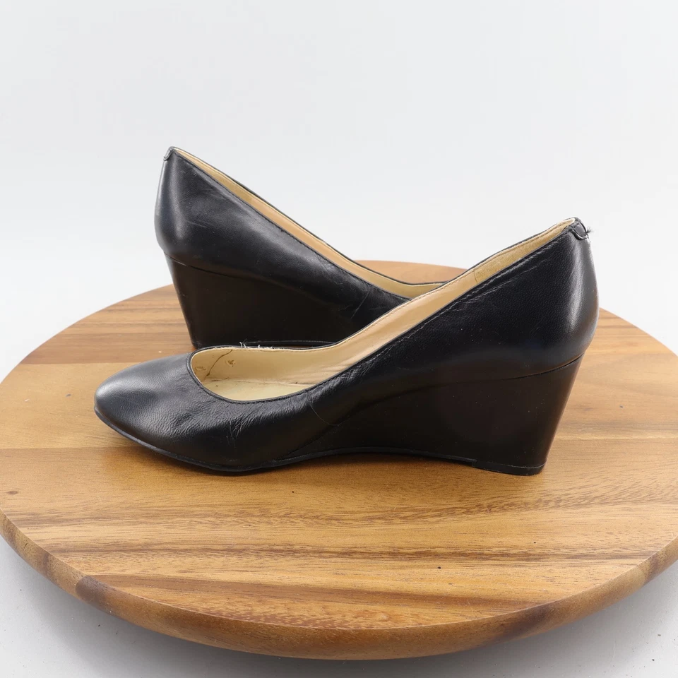 Zapatos sin cordones de vestir de cuero con cuña ISPY negros Nine West talla 7M Foto 3 de 4