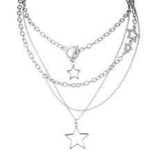 MILAKOO Silver Chains Necklace Layered Choker Y2K Star B2: