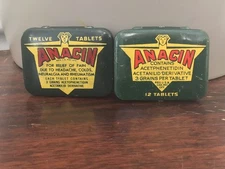 2 Vintage Anacin Aspirin Tins, Jersey City & Chicago (Different)🚨Collector🚨￼