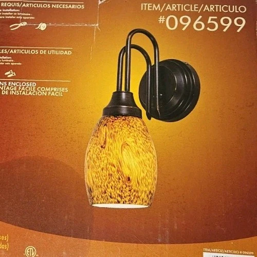 NUEVO HERMOSO APLIQUE DE PARED PORTAFOLIO VIDRIO ÁMBAR 60 vatios 096599 Foto 3 de 3