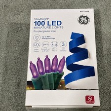 GE StayBright 100 LED Purple Miniature Lights with Green Wire