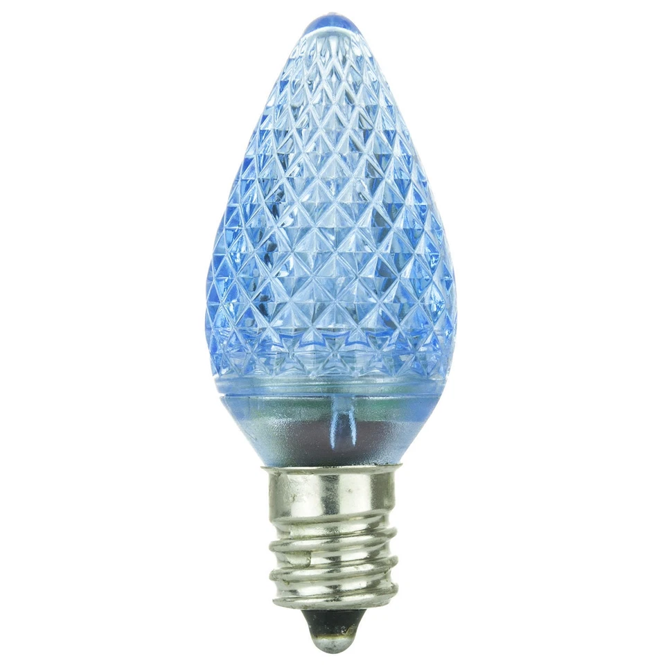 C7 Blue LED Christmas Light Bulb - Shatterproof, 0.4W, 1-3LM w/ E12 - 6 Pack - Image 2 of 2