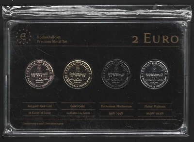 Deutschland 2 Euro Prestige Metal Coinset, Saarland 2009, Gold, Platin,Ruthenium - Bild 1 von 2