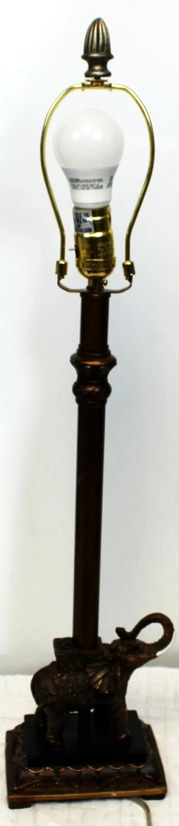 Elephant Tall Table Accent Lamp Resin Bronze Colored Metal Decorated
