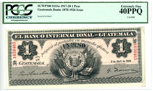 Guatemala ... P-S153a ... 1 Peso ... 5.4.1920 ... *XF* ... PCGS 40 PPQ