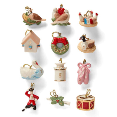 Lenox China TWELVE DAYS OF CHRISTMAS Mini Ornaments - N/O
