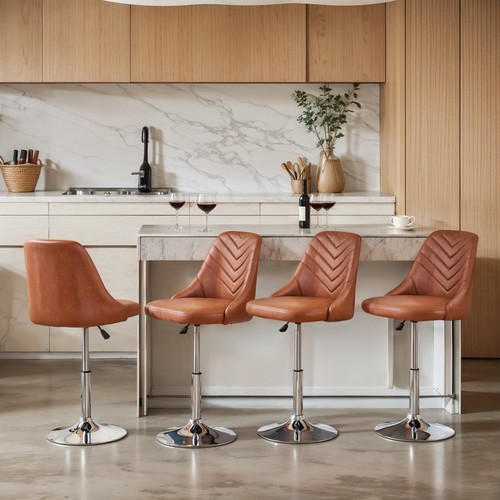 Juego de 2 taburete de bar giratorio 360 para oficina en casa con respaldo de silla asiento suave para salón - Imagen 17 de 28