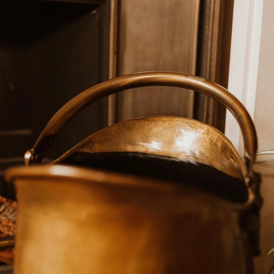 Antique Brass Coal Scuttle or Bucket - Fireside Accessory - Image 3 of 4