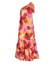 NWT Farm Rio Patch Twirl One-Shoulder Midi Dress size M #D7208