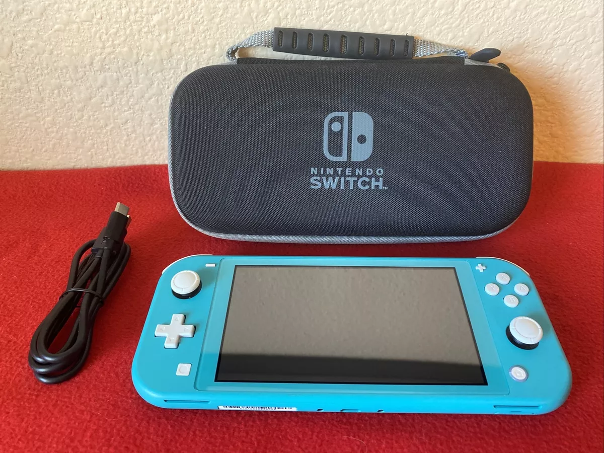 Nintendo Switch Lite Teal Turquoise 32GB System Console W/ Case & Charging Cord
